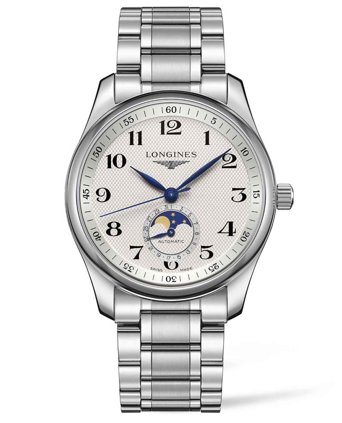 Longines Longines Master Collection L2.909.4.78.6  L29094786 механические мужские часы бежевый циферблат, браслет нержавеющая сталь — вид спереди